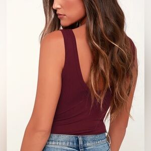 NWT Lulu’s Closer to You burgundy bodysuit size XS
